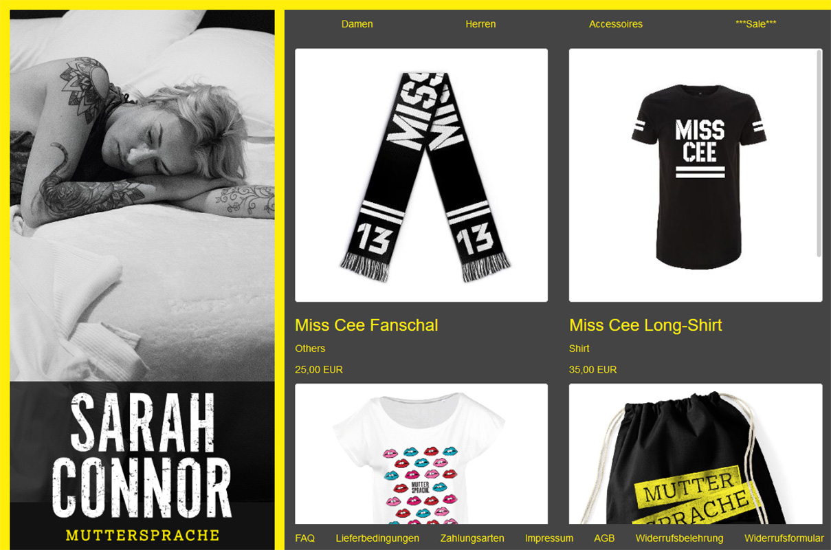 Sarah Connor - Offizieller Online Shop
